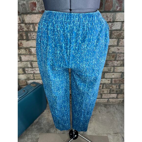 Eddie Bauer pants geometric pattern blue green elastic waist - Picture 1 of 10